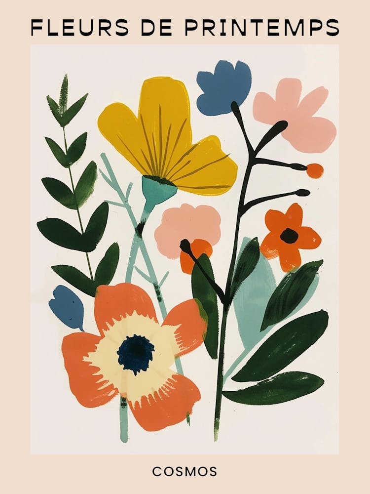 Spring Floral French Poster  Cosmos 4