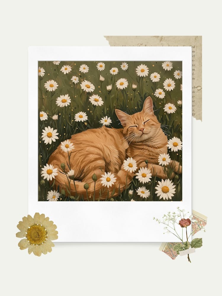 Scrapbook Ginger Cat Fairycore Painting 1