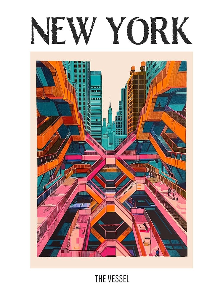 The Vessel New York Colourful Silkscreen Illustration 1 Poster