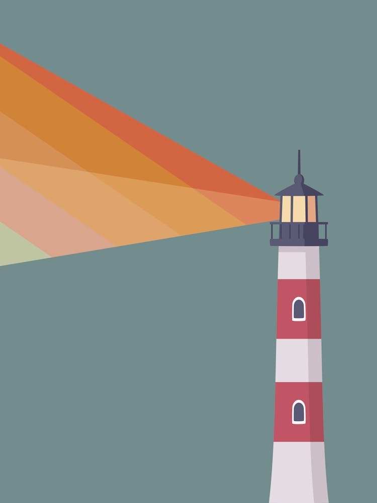 Lighthouse Print Mid Century Modern Wall Art Pop Culture Decor Rainbow Print 60s Retro Poster Kitchen Art