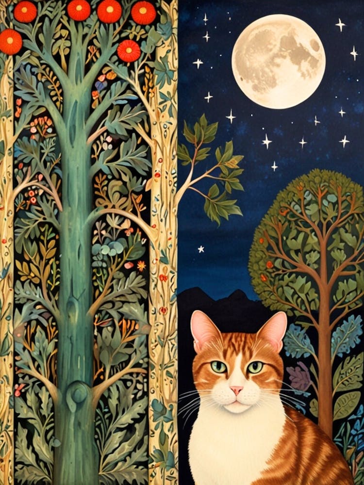 William Morris Cat In The Moonlight 40