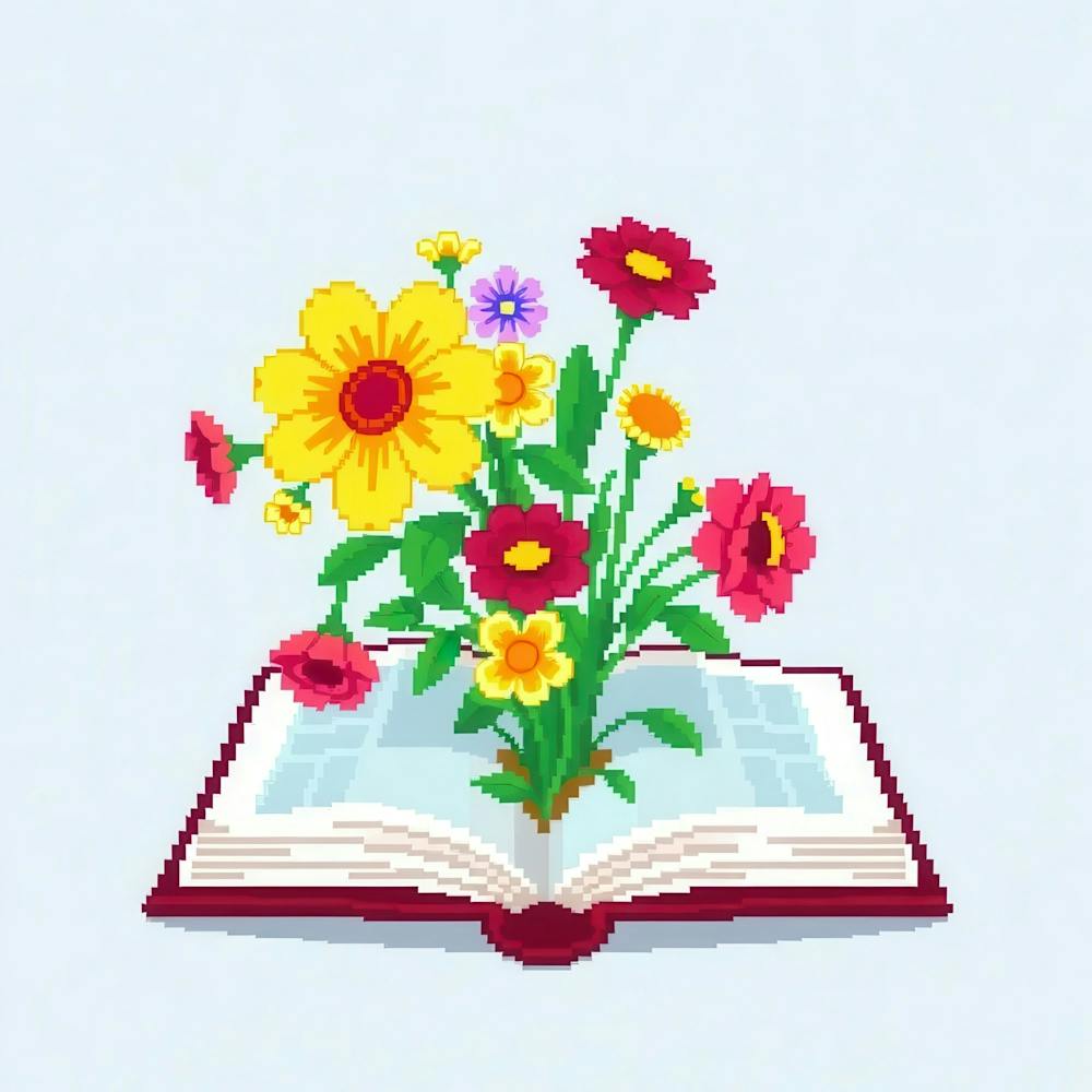 Open Book With Flowers 2
