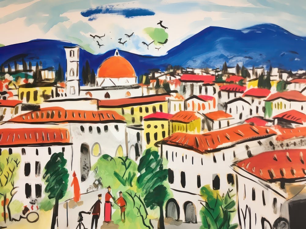 Bergamo Italy Cute Watercolour Illustration 3