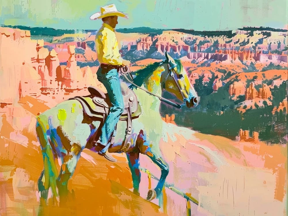 Neon Cowboy In Bryce Canyon Utah Painting