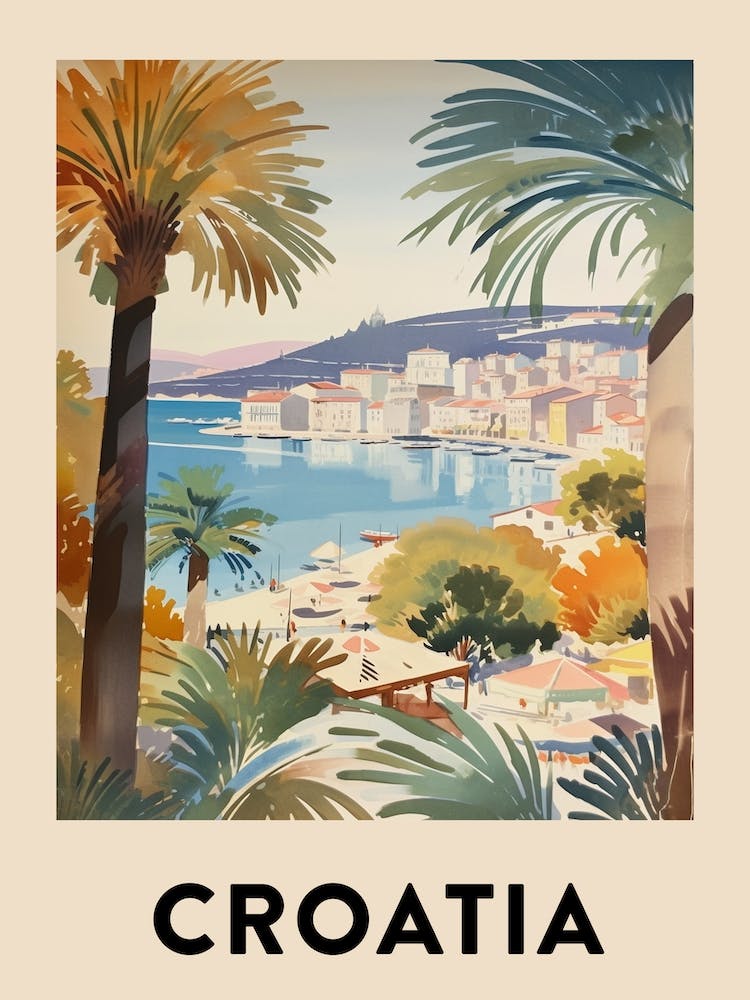 Croatia 3 Vintage Travel Poster