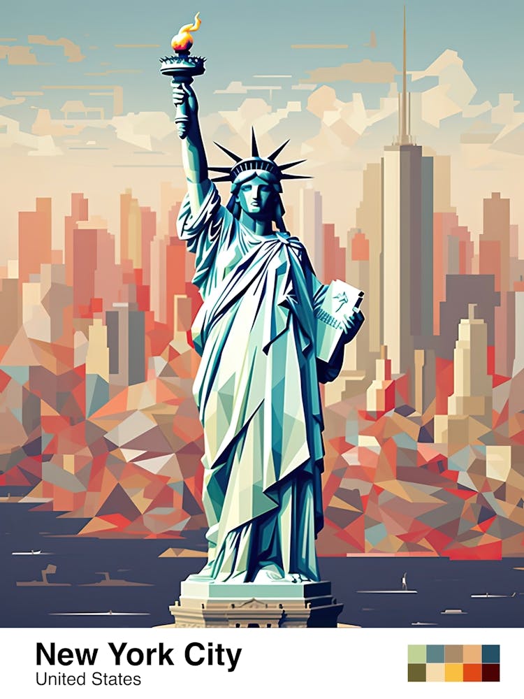 New York City, Usa, Geometric Illustration 2 Poster