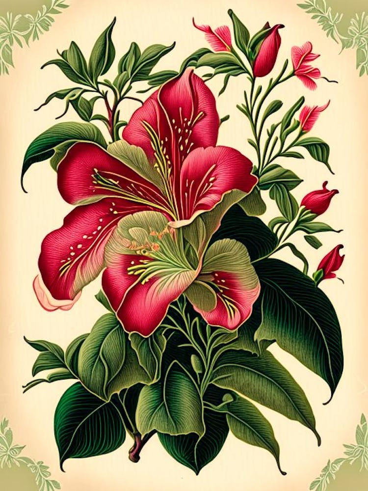 Mandevilla 1 Floral Botanical Vintage Poster Flower