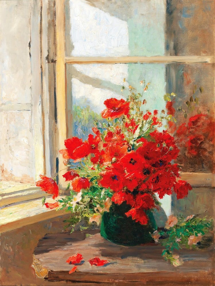 Poppies Vintage Still Life Painting