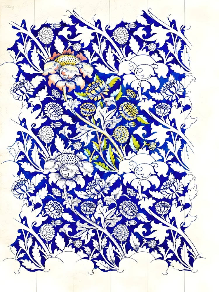 Blue And White Floral Design
