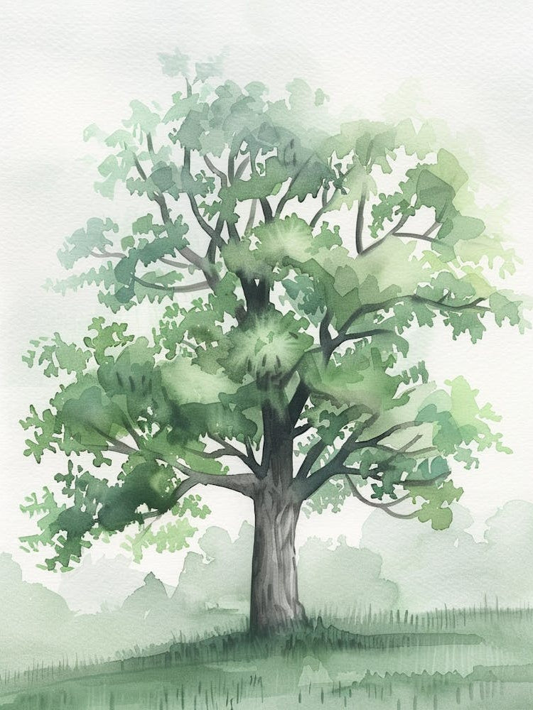Oak Tree Atmospheric Watercolour Painting 8