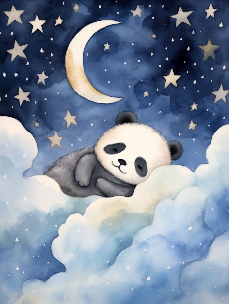 Baby Panda Cub 1 Sleeping In The Clouds