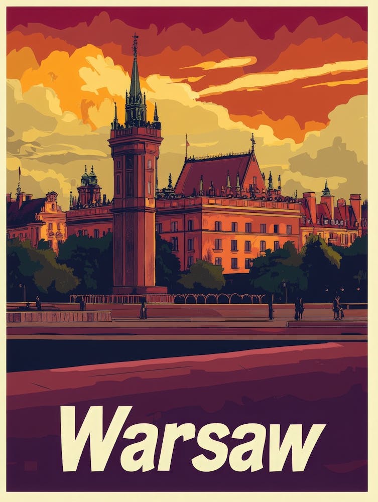 Aihrgdesign A Retro Travel Poster For Warsaw 1
