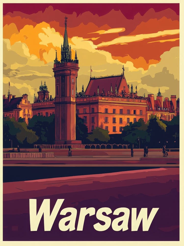 Aihrgdesign A Retro Travel Poster For Warsaw 1