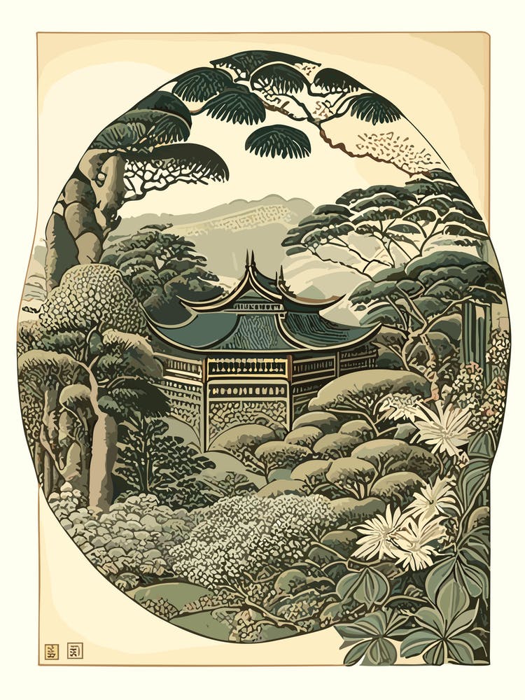 Ryoan Ji, Japan Vintage Botanik