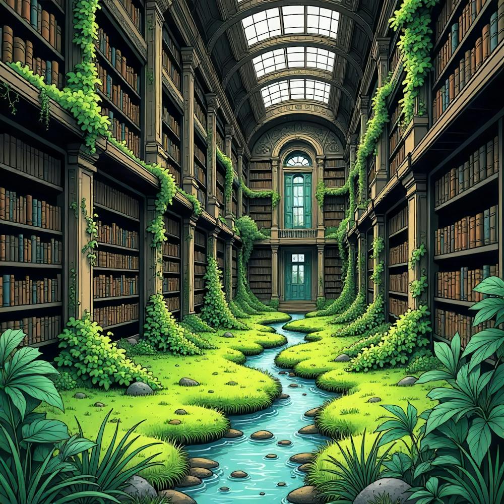 Library With A Stream 1