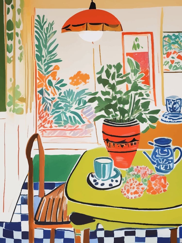 Indoor kitchen with plants