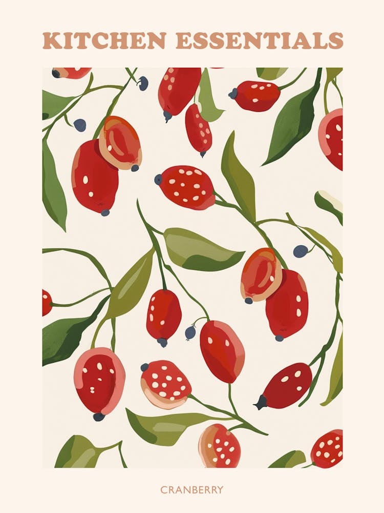 Preiselbeermuster Illustration Poster 2