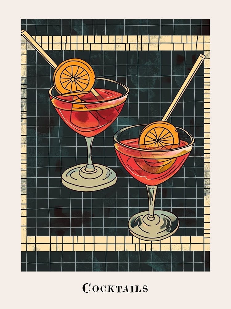 Cocktails Tiled Poster