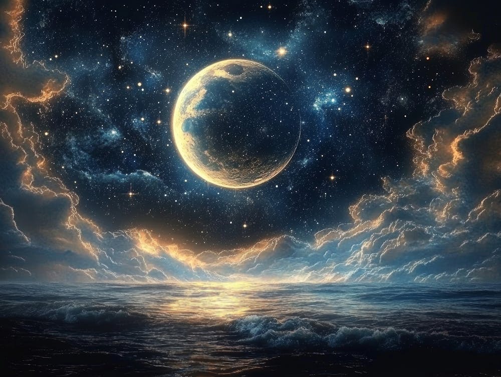 3d Celestial Design With Moon And Stars 1