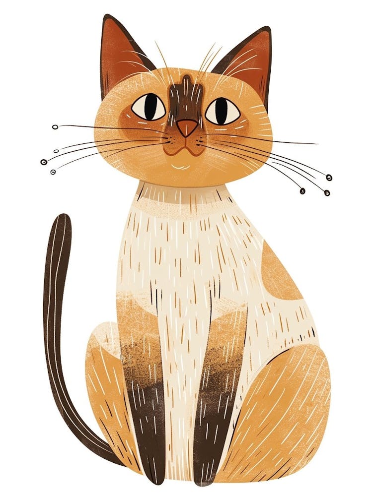 Tonkinese Cat Clipart Illustration 2