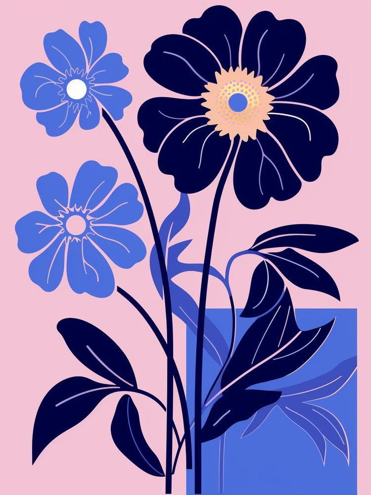 Blue Flower Illustration Asters 2