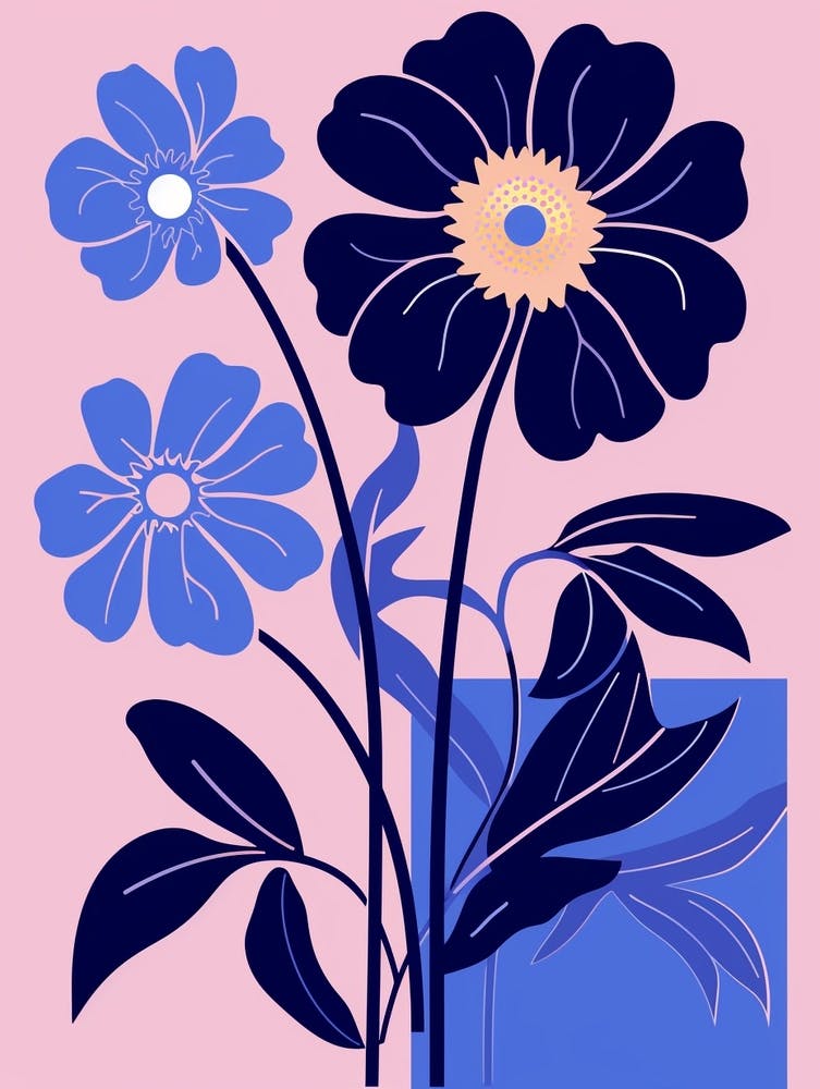 Blue Flower Illustration Asters 2