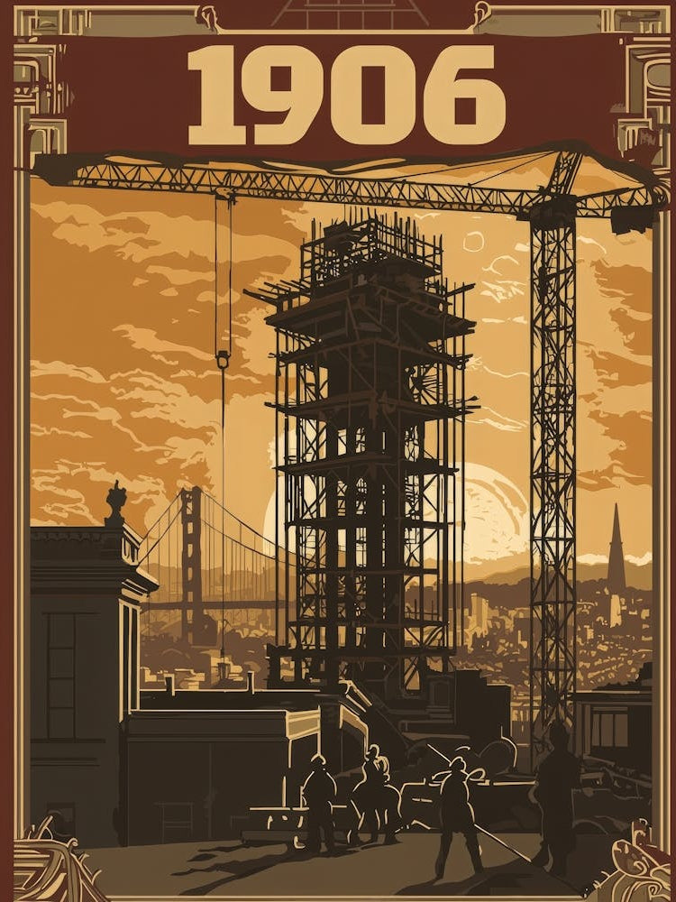 Aihrgdesign A Vintage Poster Depicting The Rebuilding Of San