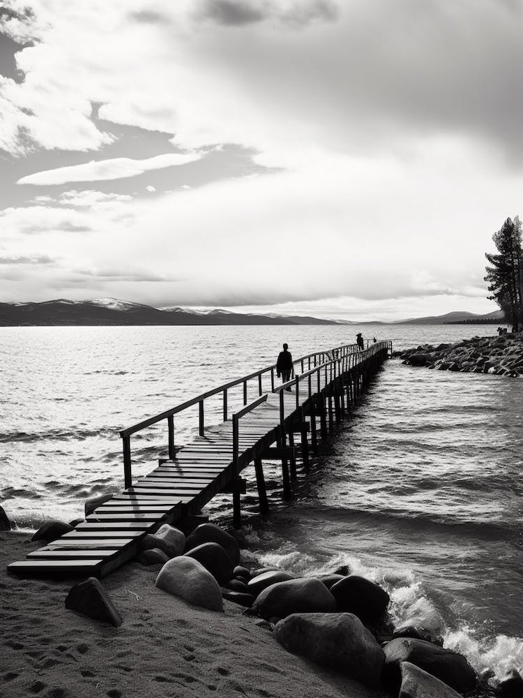 Lake Tahoe, Black And White Analogue Photograph 3