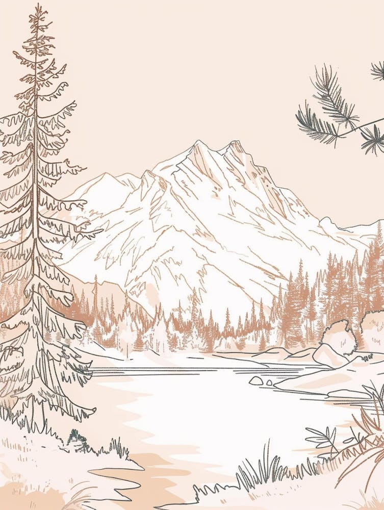 Zugspitze Germany Color Line Drawing Drawing (8)