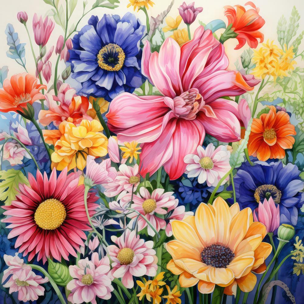 Watercolor Windflowers Garden 6