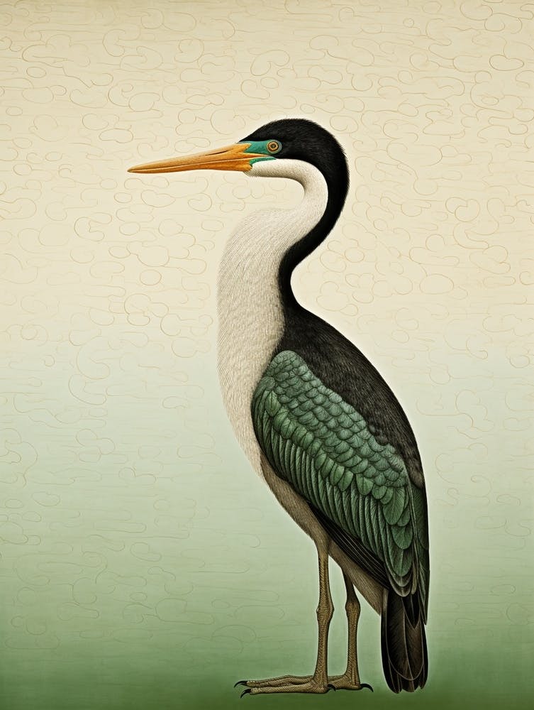Ohara Koson Inspired Bird Painting Cormorant 1