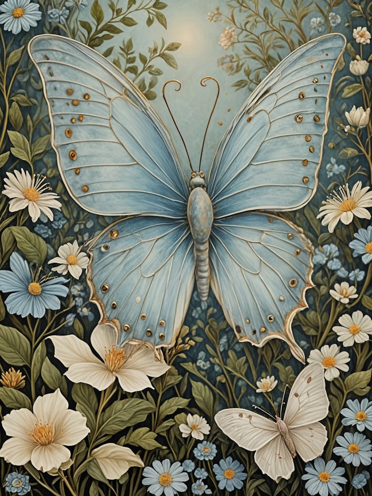 Blue Floral Butterfly