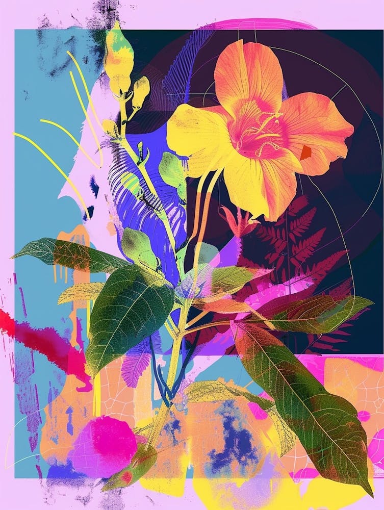 Evening Primrose 4 Neon Flower Collage