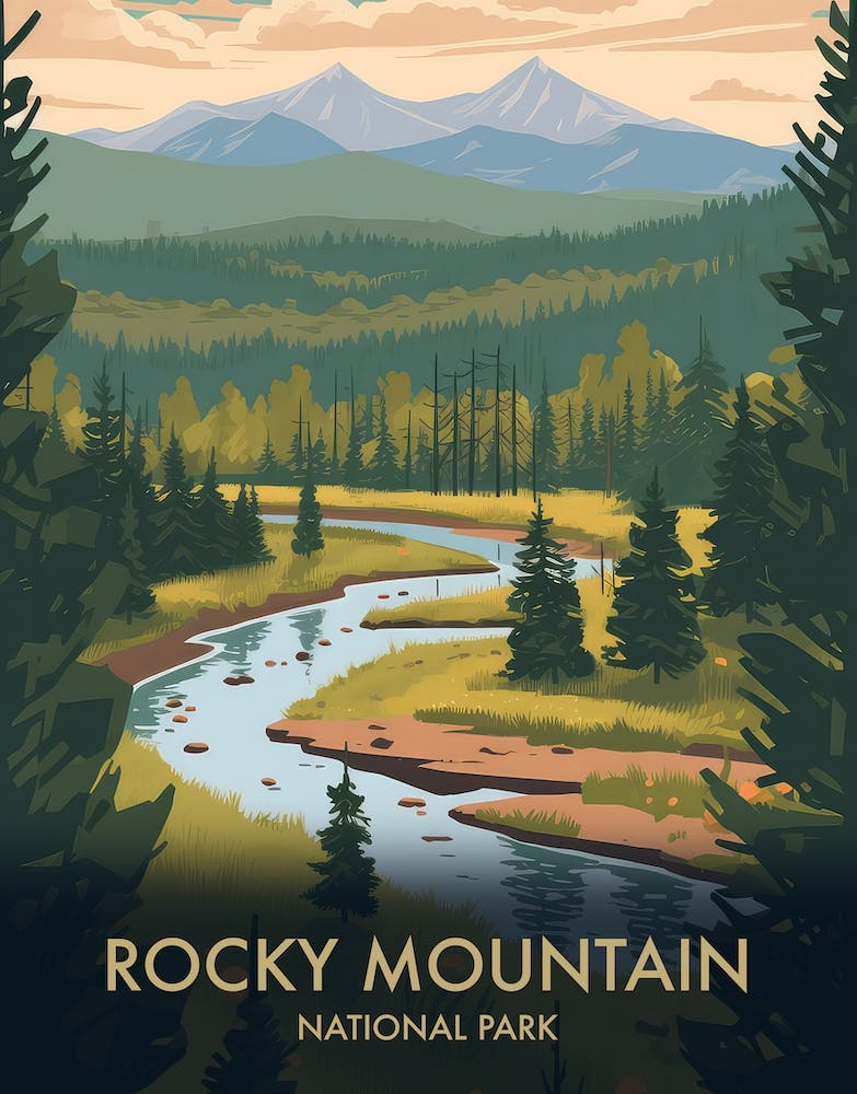 Rocky Mountain National Park Vintage Travel Poster 2