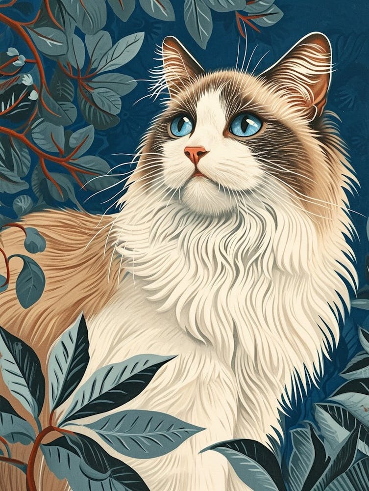Ragdoll Cat Relief Illustration 2