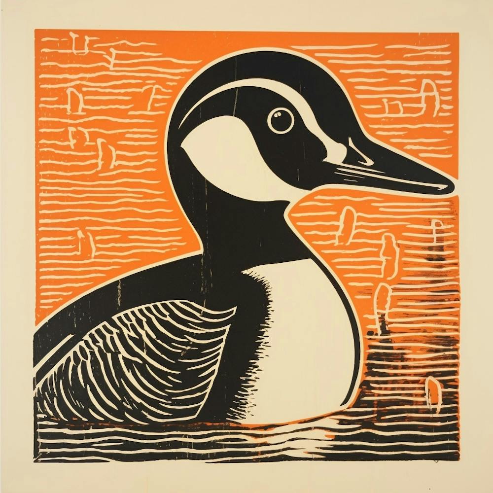 Retro Bird Lithograph Bufflehead 1
