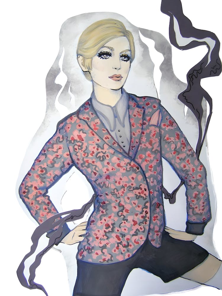 GIRL IN A COLORED JACKET ABSTRACT SMOKE