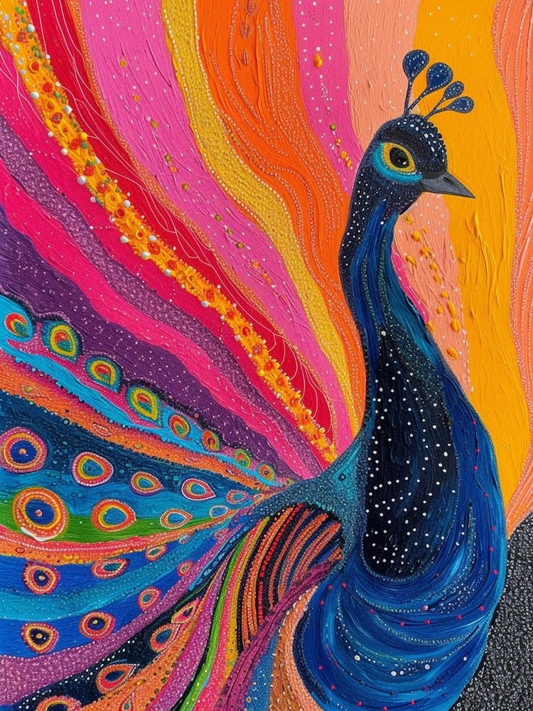 Textured Geometric Peacock 1