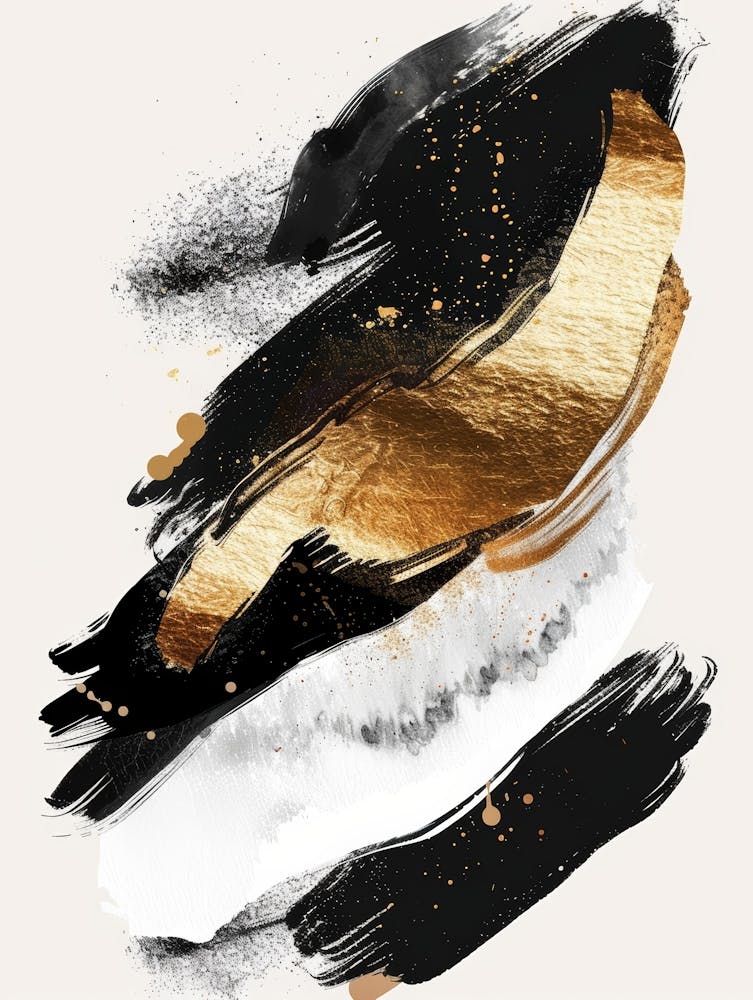 Abstract With Gold And Black Strokes