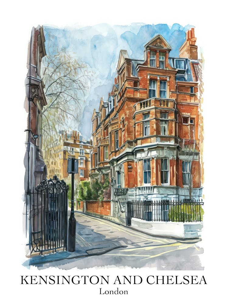 Kensington And Chelsea London Borough   Street Watercolour 4 Poster
