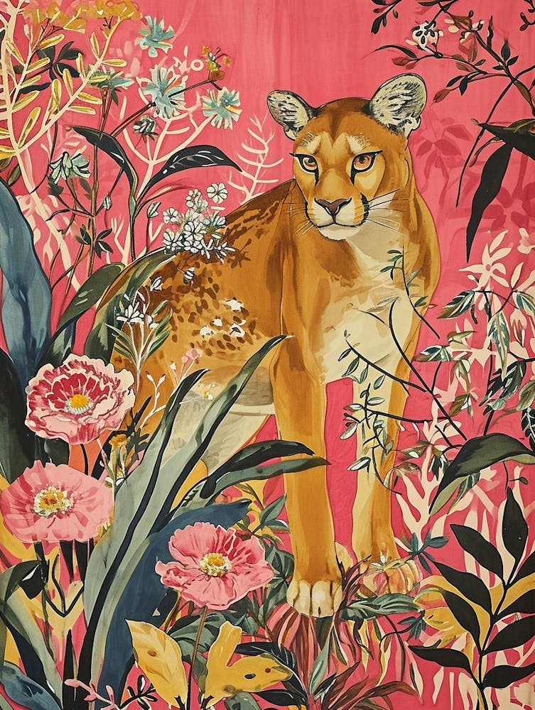 Floral Animal Painting Puma 2