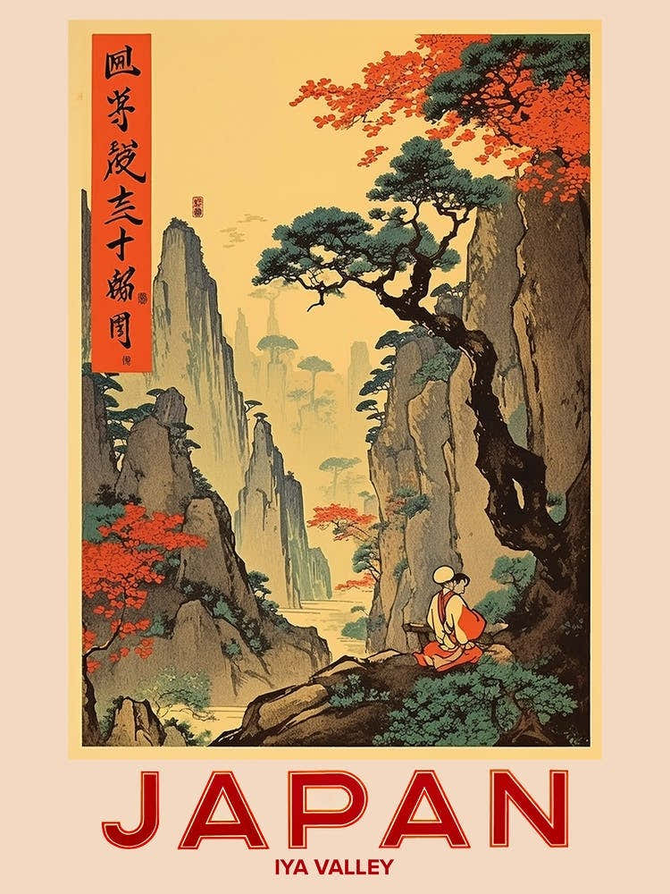 Iya Valley, Visit Japan Vintage Travel Art 4