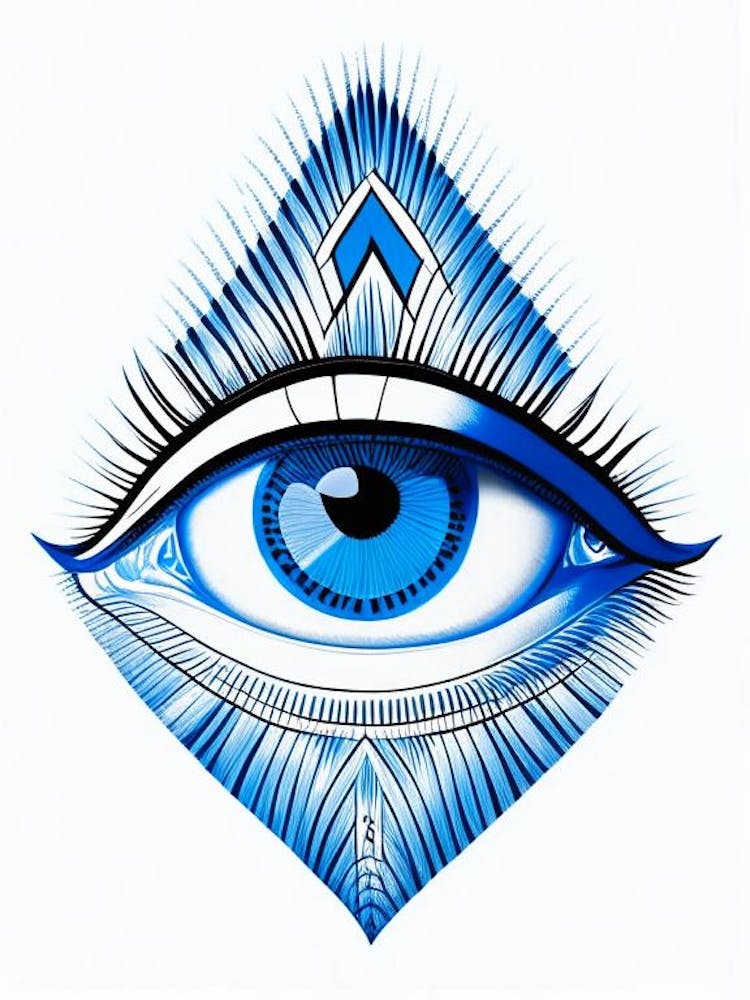 Celestial Eye, Symbol, Third Eye Blue & White 3