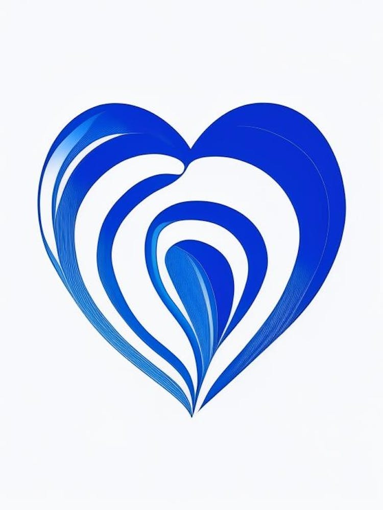 Rainbow Heart Symbol Blue And White Line Drawing