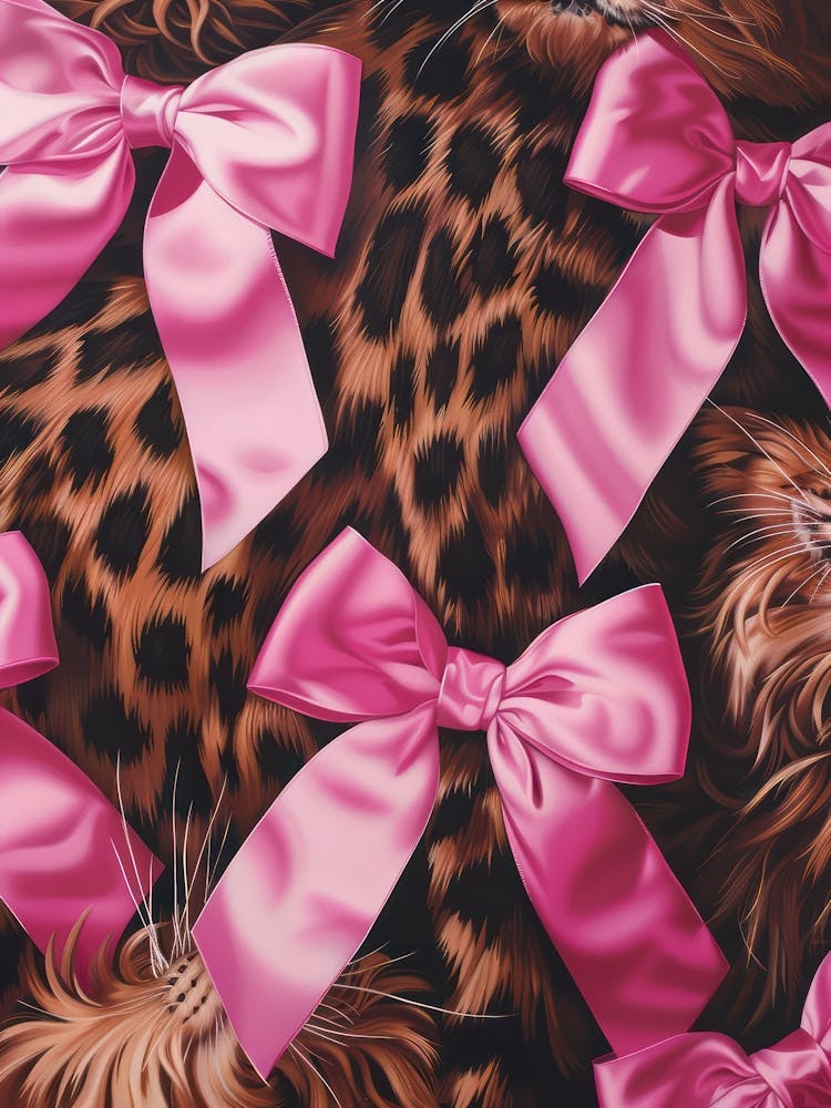 Pink Lace Animal Print Bow Pattern