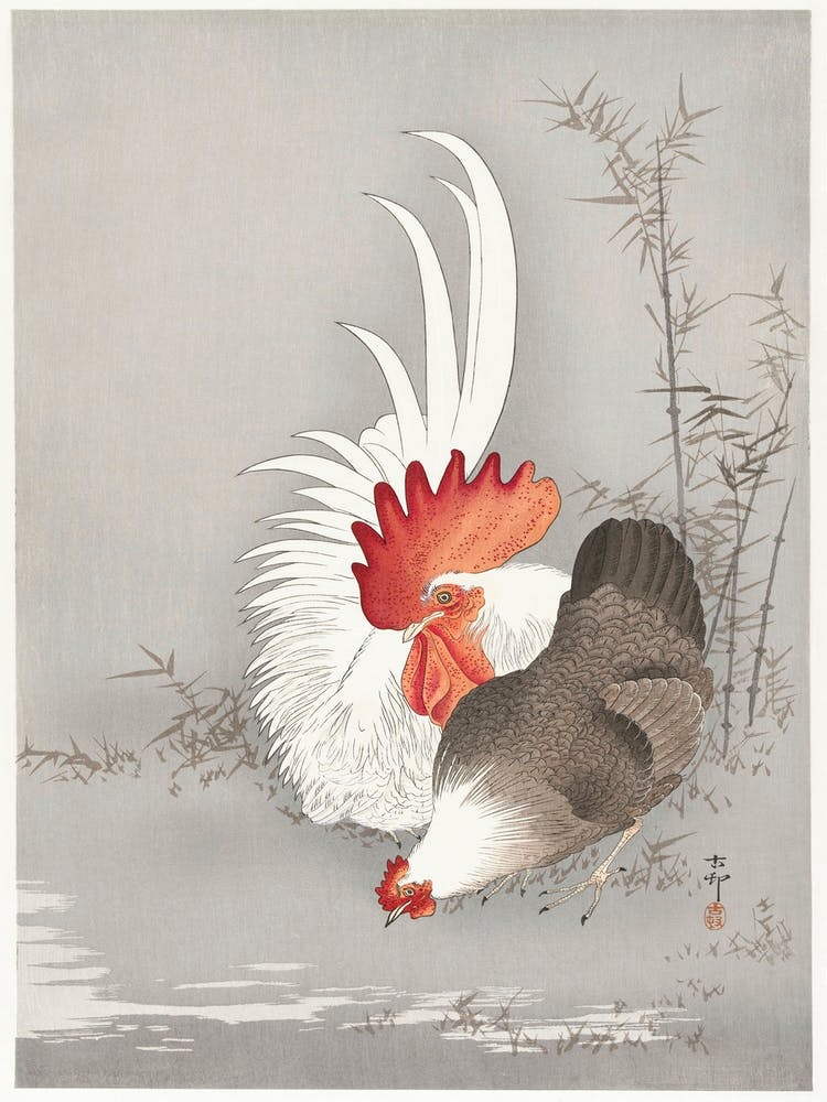 Rooster And Chicken (1900 1930), Ohara Koson