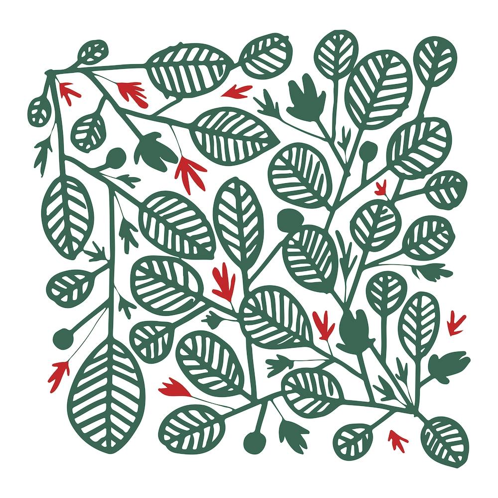 Green And Red Leaves Square