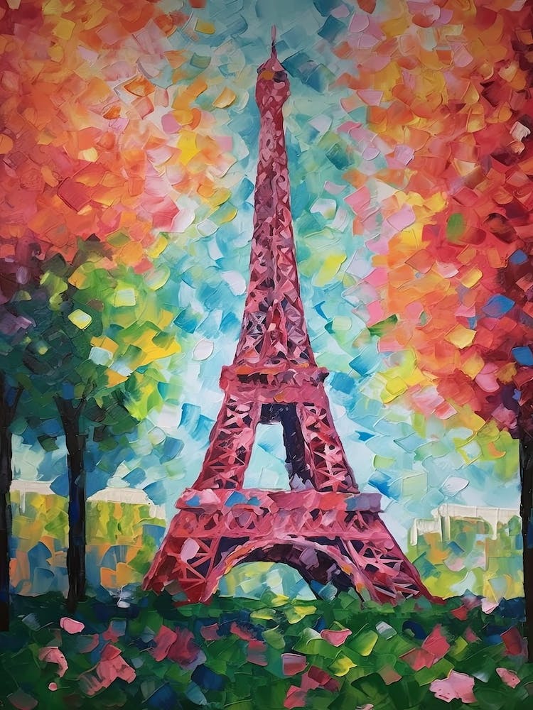 Eiffel Tower Paris France David Hockney Style 9