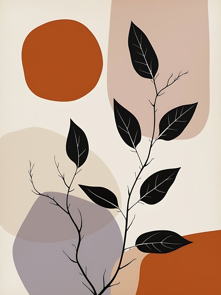 Elegant Beige Leaves with Textured Background