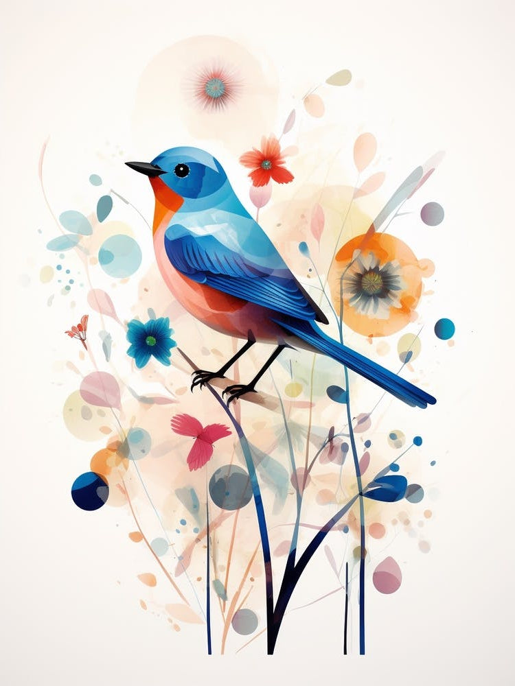 Bird Painting Collage Eastern Bluebird 4